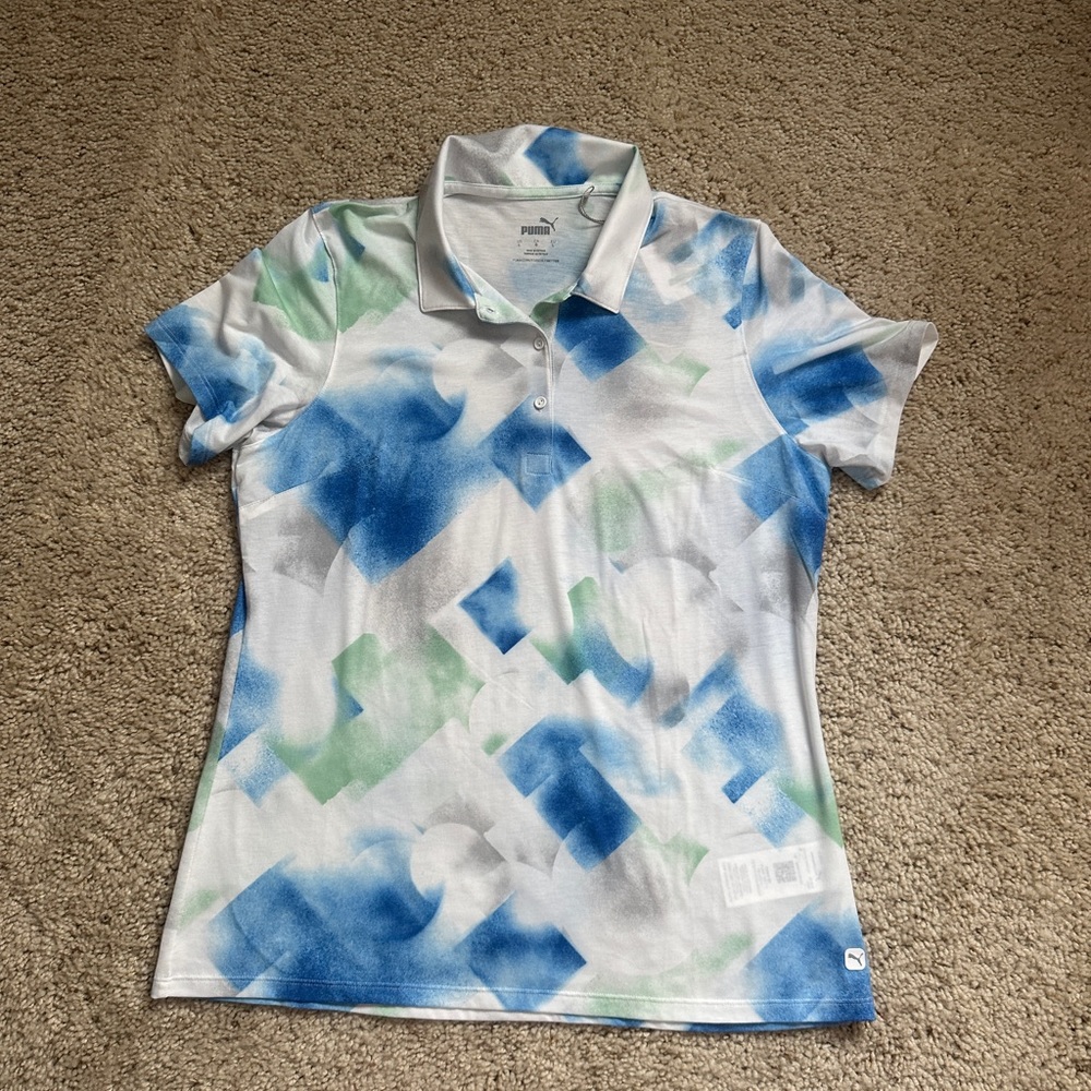 PUMA Women's Soft GEO Golf Polo Shirt.  NWT sz Large (211)
